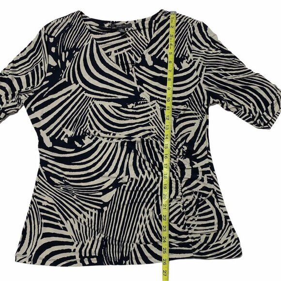 Style & Co Zebra Print Ruched 3/4 Sleeve Blouse L - Picture 7 of 9